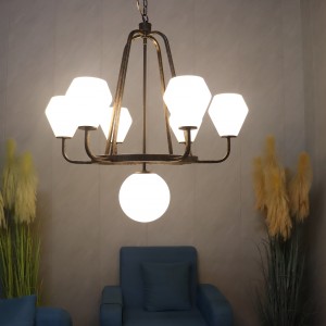 New retro chandelier American living room lamp simple and atmospheric glass restaurant lamp warm and romantic new bedroom lamp