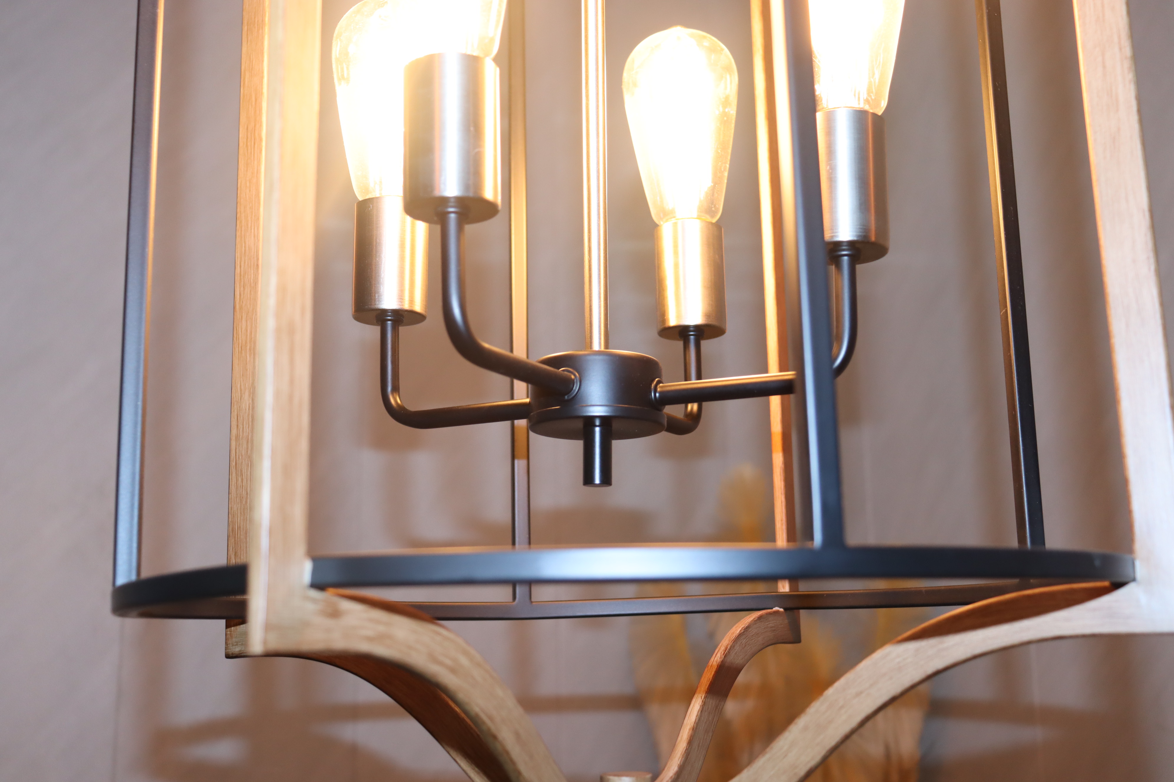 American retro industrial style square birdcage iron glass Nordic creative personality bar counter living room dining room chandelier