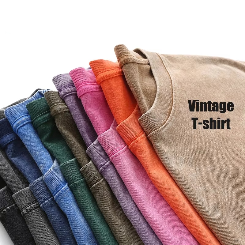Wholesale Streetwear Plus Size Washed Mens Cotton Blank Tshirts Wholesale Logo Custom Heavyweight T Shirt Printing