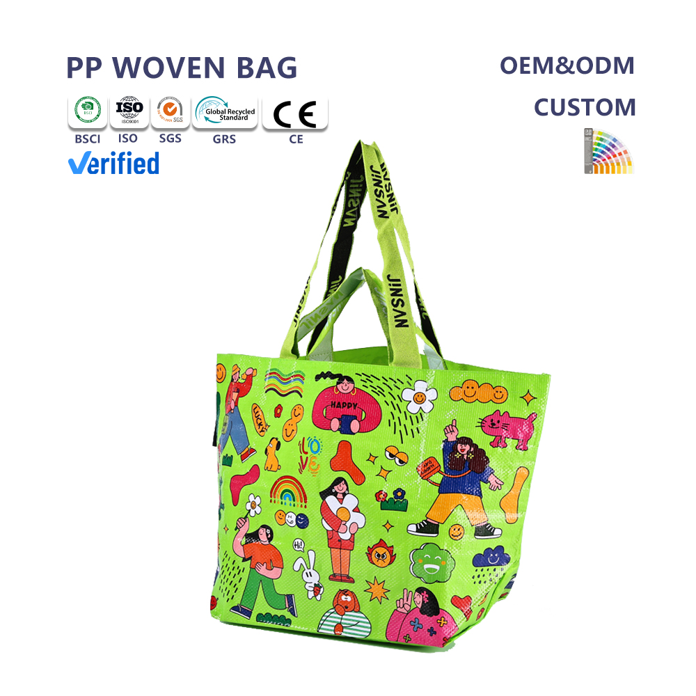 Hot Sell Reusable Eco-Friendly Waterproof PP Woven Tote Bag Custom Pattern Recyclable Laminated Shopping Bag