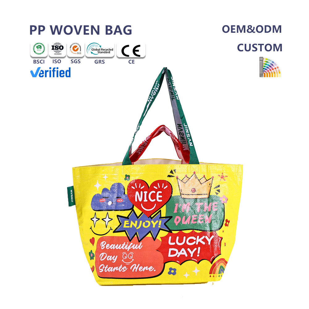 Custom Color Reusable PP Woven Bag Eco-friendly Supermarket Shopping Woven Bag