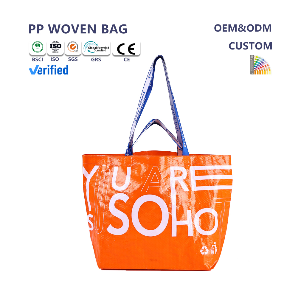 Large PP Woven Laminated Shopping Tote Bags Customized pp Woven Polypropylene Storage Bags
