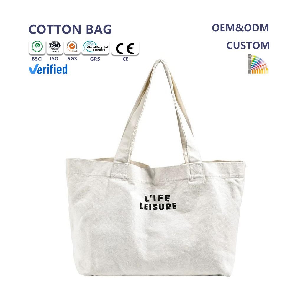 Eco Cotton Custom Tote Bag Canvas Tote with Custom Printed Logo Reusable for Shopping Gift