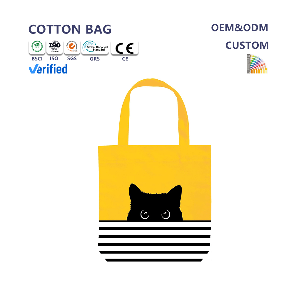 Yellow Cat Cat Head extra Large Capacity Shopping Tote Bag Trekking Shopping School Special Storage Cotton Bag