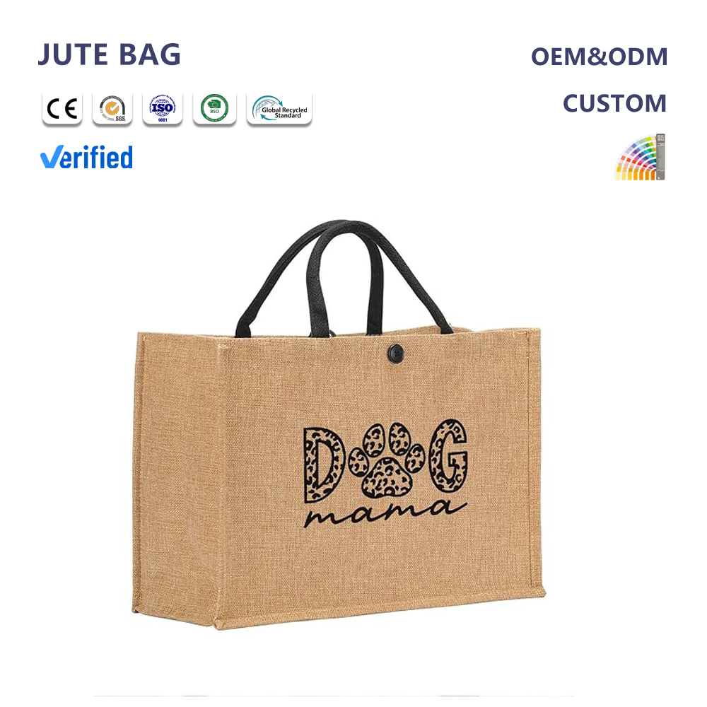 Wholesale Advertising Cheap Large Recycled Linen Hemp Burlap Shopping Tote Christmas Handmade Eco Cotton Jute Bag