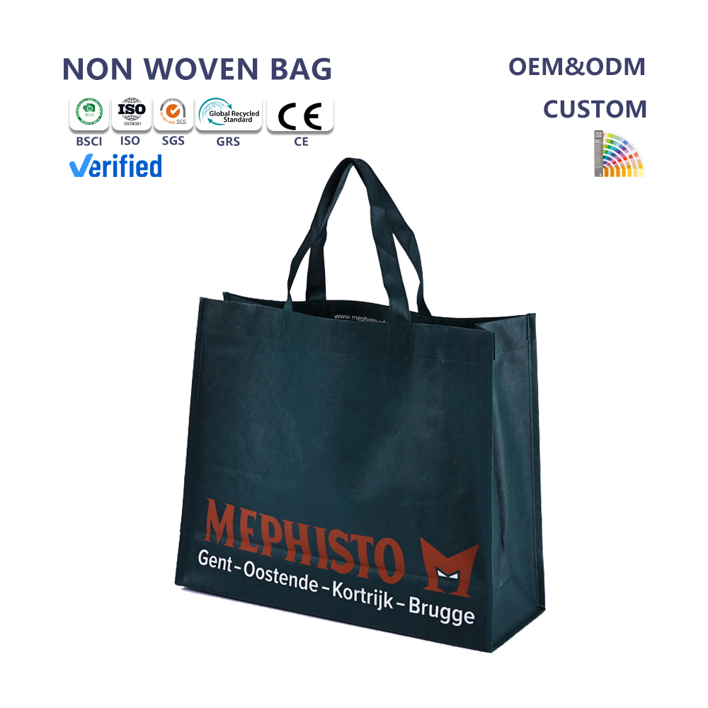 Direct From China Factory Eco-Friendly non Woven Laminated Medium Size Letter Pattern Shopping Bag for Daily Use