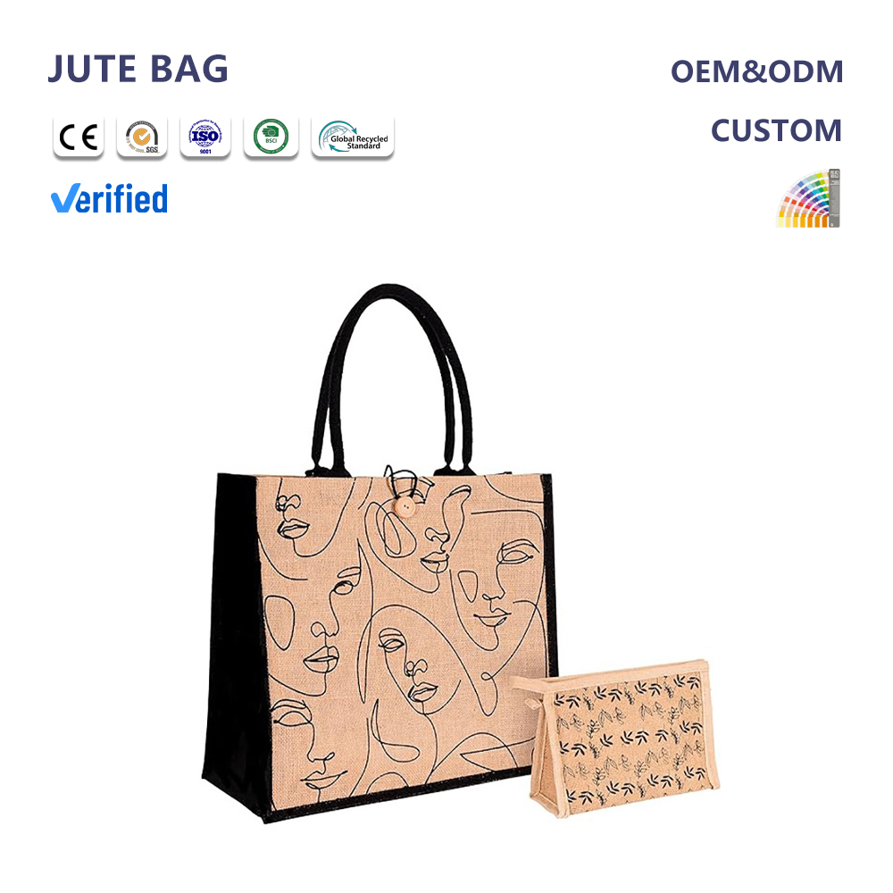 Wholesale Cheap Natural Burlap Linen Jute Tote Bag for Promotion Gift Wedding