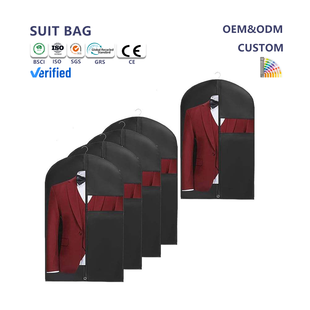 Custom Luxury Pure Color Cloth Dustproof Nylon Garment Bag Non Woven Travel Garment Suit Bag