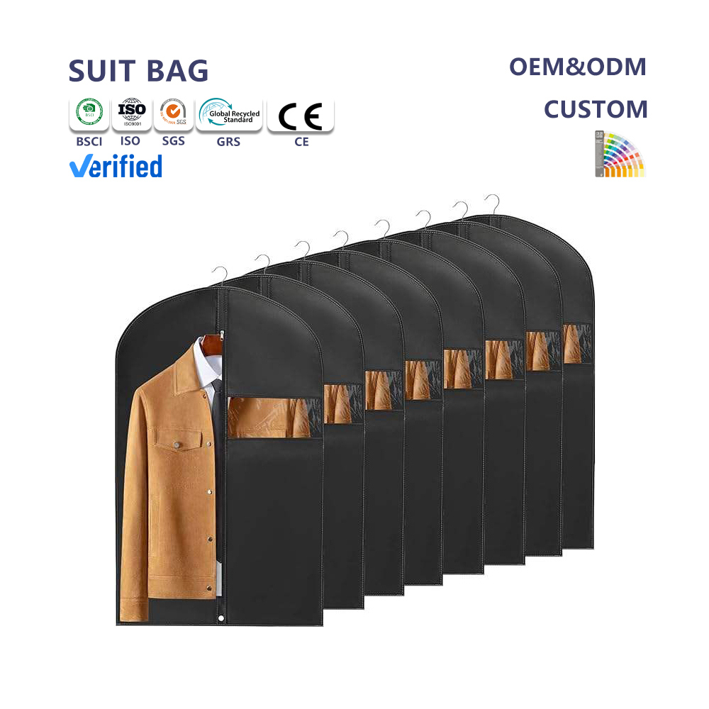 High Quality Non Woven Foldable Reusable Large Capacity Travel Garment Suit Bag with Custom Logo Color