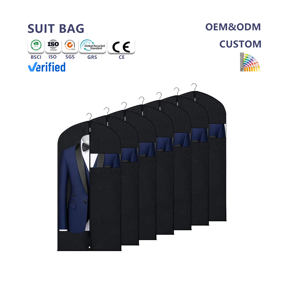 Own Brand Logo Printing on Luxury Dress Cover Garment Suit Bag with Pp Non Woven Fabric