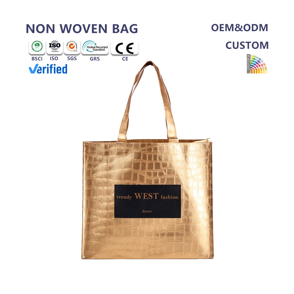 High Quality Crocodile Leather Pattern Non-Woven Shopping Tote Bag Custom Pattern  with PP Non Woven Design