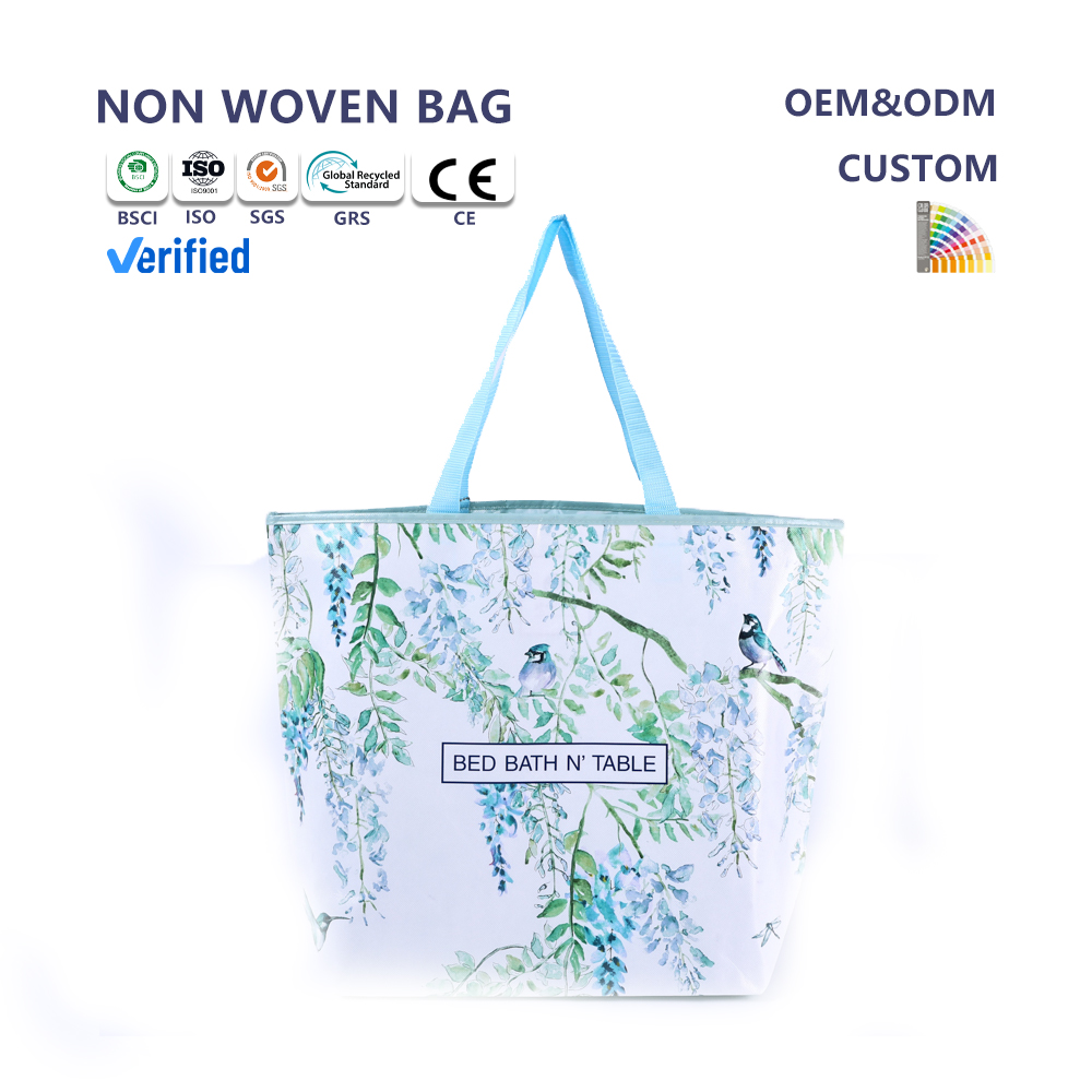 Custom Printed Full-Color Food-Grae Folding Shopping Bags PP Non Woven Colorful Metallic Lamination