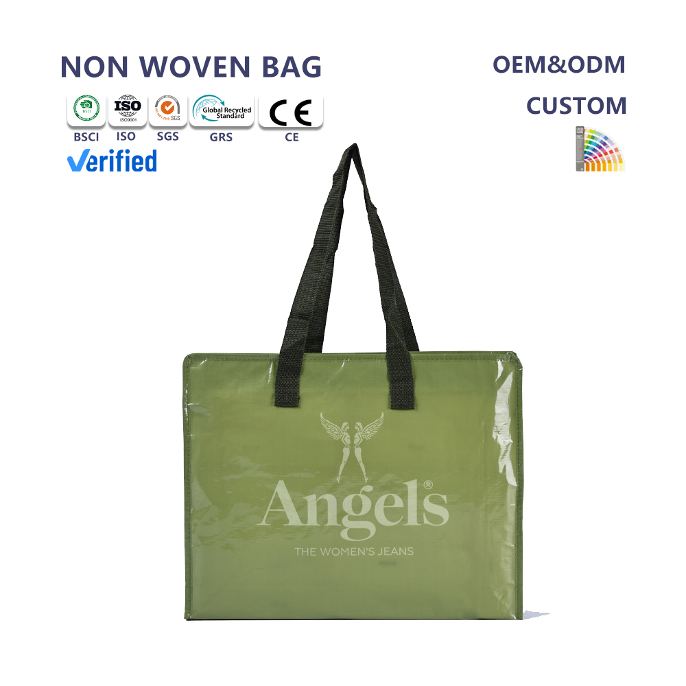 China Factory Direct Eco-Friendly  Woven Laminated Shopping Bag Medium Size Letter Pattern for Daily Use