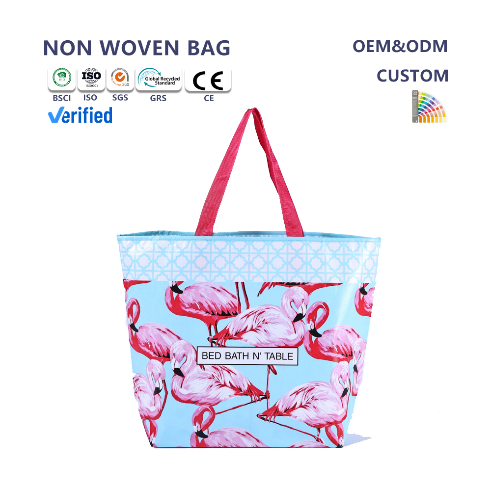Custom Printed Waterproof & Washable RPET Foldable Tote Bag for Shopping