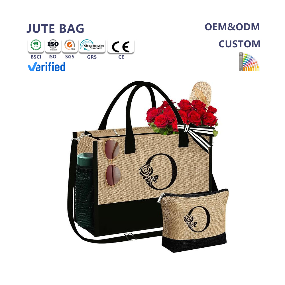 Customized Jute Tote Bag Natural and Environmentally Friendly Foldable Shopping Bag