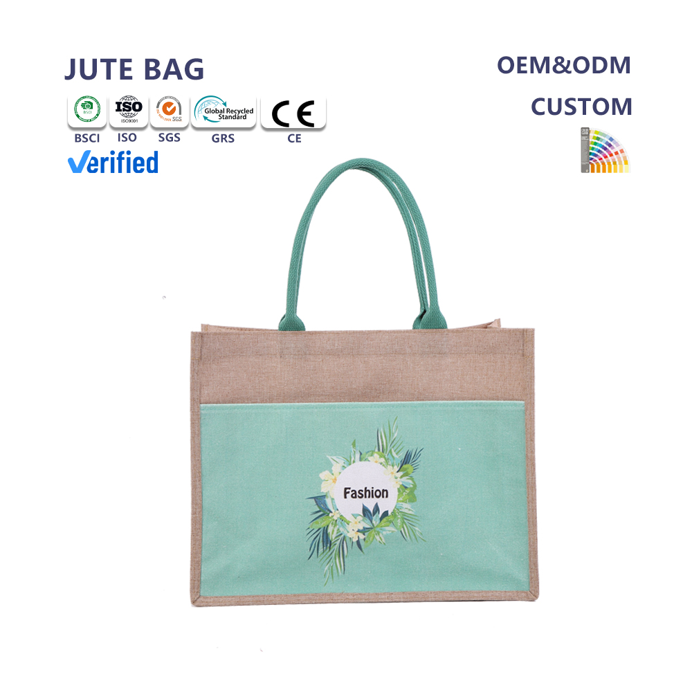 High Quality Wholesale Custom logo Printed Reusable Tote Shopping Bag Jute Bag