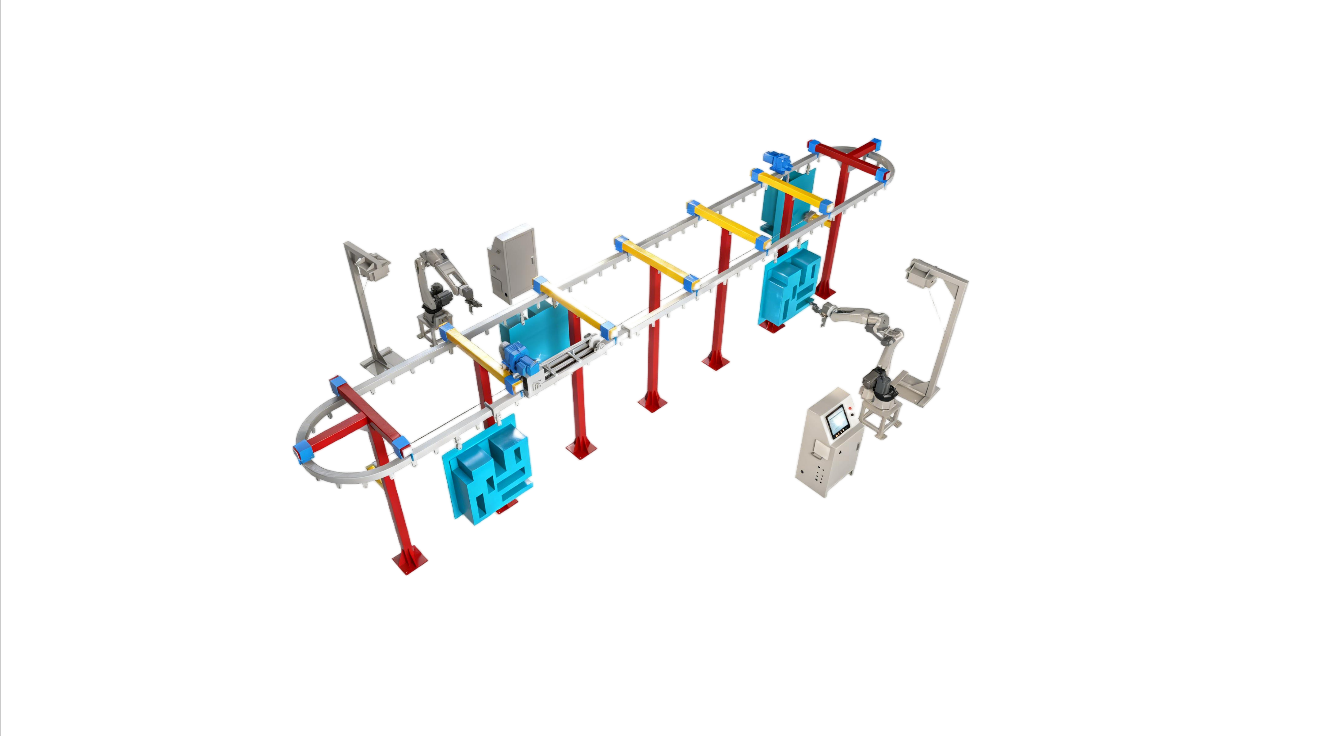 Painting spraying line robots