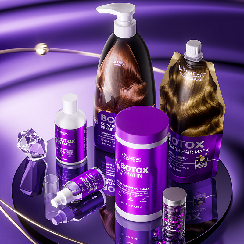 KORMESIC Private Label Custom Smoothing Strengthening Repair Botulinum Keratin Hair Care Set OEM ODM BPOM HALAL 