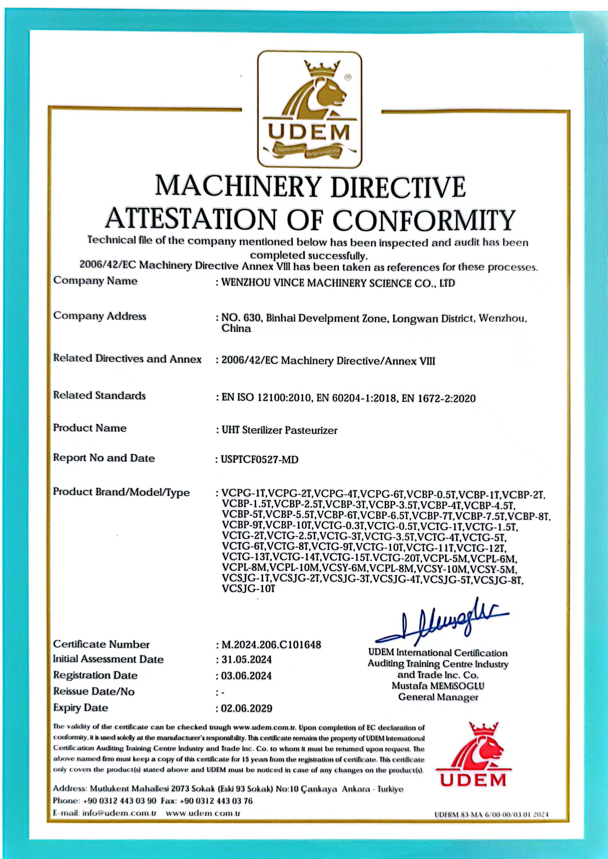 Sterilizer CE certificate
